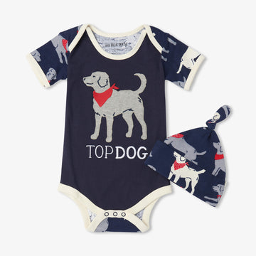 Little Blue House Navy Bandana Labs Baby Bodysuit & Hat